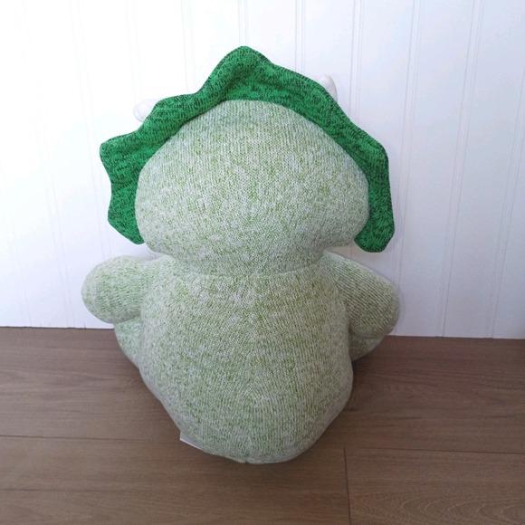 TOY BOX Green Dinosaur Plush 12" Knitted Stuffed Animal Toy Green-White EUC - Picture 3 of 4
